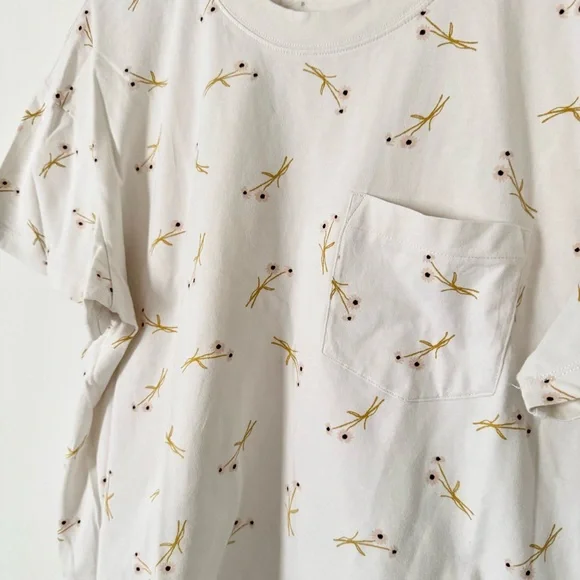Madewell Pocket Tee Daisy Sketch Slight Crop Size XL - Picture 3 of 6